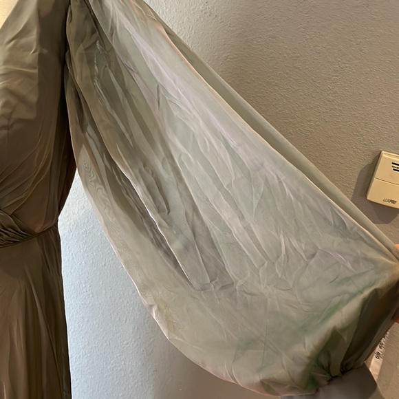 Mac Duggal SHEER BLOUSON SLEEVE SURPLICE GOWN Sage 67873 - Picture 12 of 17